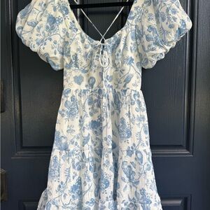 The Vintage Shop Blue and White Backless Dress